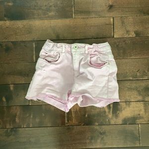 baby pink denim shorts